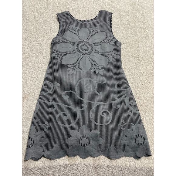 Free People New Romantics Size 4 Eyelet Floral Mini Tank Dress Gray MSRP $128 - Picture 1 of 11